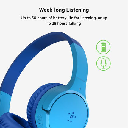 Original Belkin Kids Wireless On-Ear Headphones Blue  AUD002BTBL