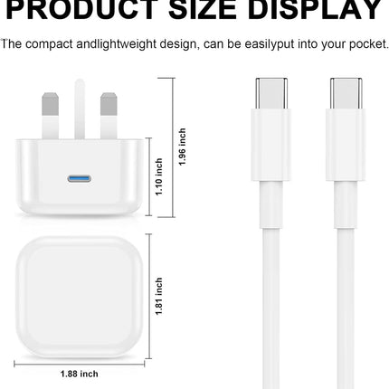Original Apple 35W USB-C Fast Charger for iPhone 17, iPhone 17 Pro & iPhone 17 Pro Max + 2m usb c to c cable , 6 months warranty