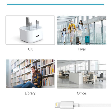 Original Apple 20W USB-C Fast Charger for iPhone 13 / 13 Pro / 13 Pro Max + 2m usb c to lightning , 6 months warranty