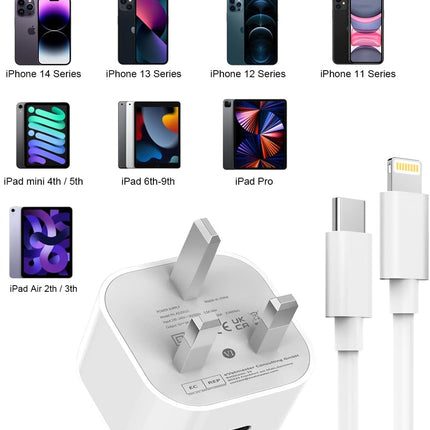 Original Apple 20W USB-C Fast Charger for iPhone 13 / 13 Pro / 13 Pro Max + 2m usb c to lightning , 6 months warranty