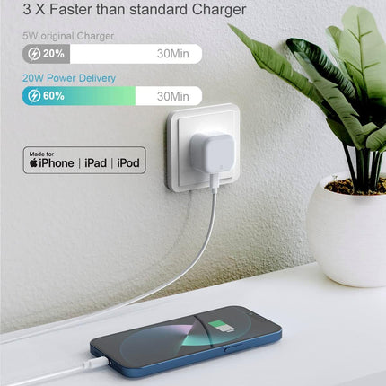 Original Apple 20W USB-C Fast Charger for iPhone 13 / 13 Pro / 13 Pro Max + 2m usb c to lightning , 6 months warranty