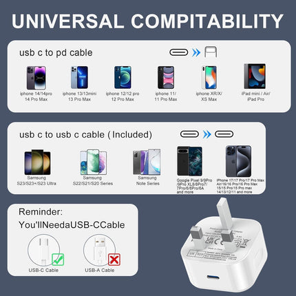 Original Apple 35W USB-C Fast Charger for iPhone 17, iPhone 17 Pro & iPhone 17 Pro Max + 2m usb c to c cable , 6 months warranty