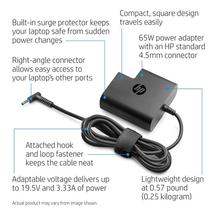 Original HP 19.5V 2.31A 45W 4.5×3.0mm Blue Pin Charger – Pavilion / ProBook / EliteBook / Envy / Chromebook