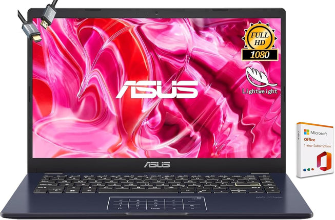 ASUS Vivobook Go 14 (N4500) – Intel Celeron, 8GB RAM, 256GB SSD, 14" HD, Black, 1-Year Warranty