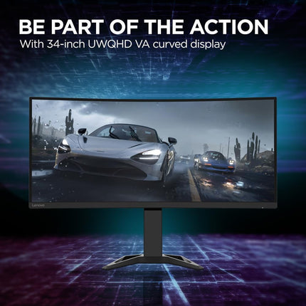 Lenovo G34w-30 34" Ultrawide QHD Curved Gaming Monitor with EyeSafe