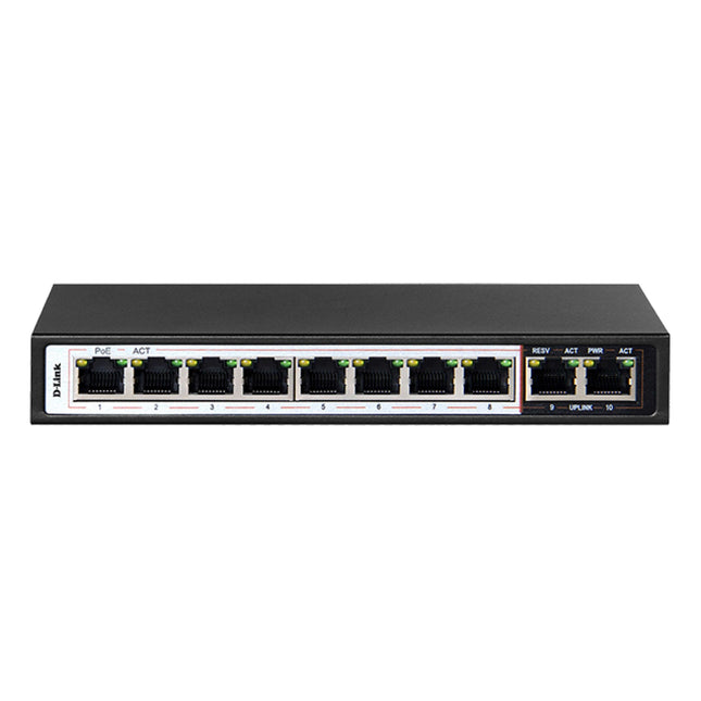 D - Link 8GE PoE+ 2GE Uplink 250m PoE Switch (DGS - F1010P) - Brainy