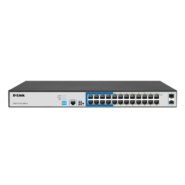 D - Link DGS - F1210 - 26PS - E 24 - Port Managed Gigabit PoE Switch with 2 SFP Uplink Ports (DGS - F1210 - 26PS) - Brainy