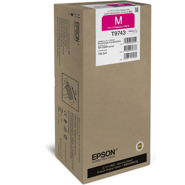 Epson T9743 Magenta XXL Ink Cartridge for WF - C869R Series - Brainy