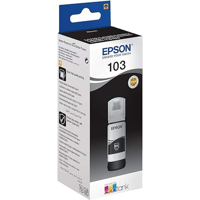 INK CART EPSON 103 Black for L1110, L3110, L3111, L3116, L3150, L3151, L3156, L3160, L5190 – 65ml - C13T00S14A - Brainy
