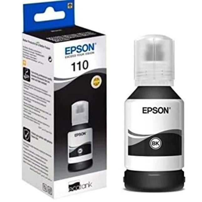 INK CART EPSON 110 Black Ink for Eco Tank M3170 , M2120 ,M1120,  M3140, M1180, M1100,  M2170, M1170,M3180 ,M 2140,  M1140 - 120 ml - C13T03P14A - Brainy