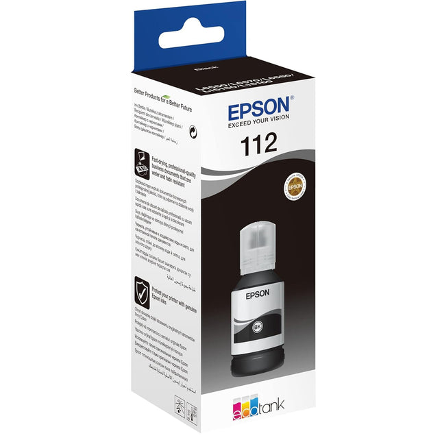 INK CART EPSON 112 Black for M15140, L6580, L6570, L6550, L6490, L15160, L15150, L11160 – 127ml - C13T06C14A - Brainy
