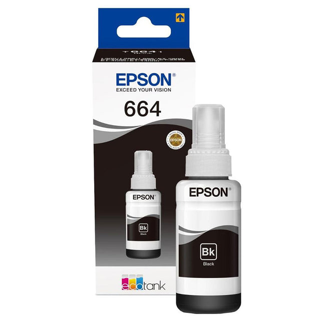 INK CART EPSON T6641 Black for L100, L110, L120, L1300, L1455, L200, L210, L220, L300, L3050, L3060, L3070, L310, L355, L365, L382, L386, L455, L486, L550, L565, L605, L655 - 70ml - C13T66414A - Brainy