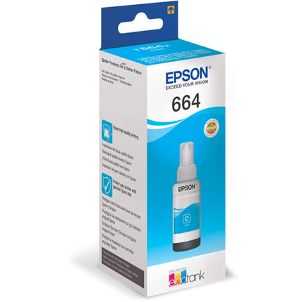 INK CART EPSON T6642 Cyan for L100, L110, L120, L1300, L1455, L200, L210, L220, L300, L3050, L3060, L3070, L310, L355, L365, L382, L386, L455, L486, L550, L565, L605, L655 - 70ml - C13T66424A - Brainy