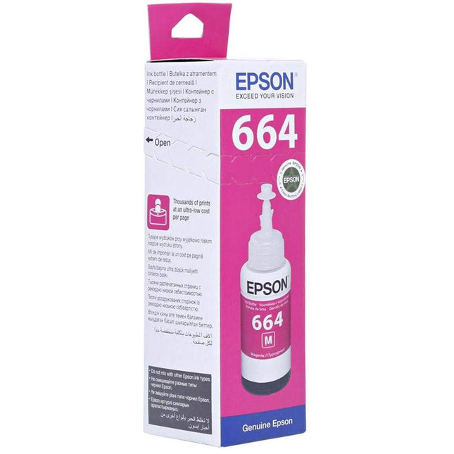 INK CART EPSON T6643 Magenta for L100, L110, L120, L1300, L1455, L200, L210, L220, L300, L3050, L3060, L3070, L310, L355, L365, L382, L386, L455, L486, L550, L565, L605, L655 - 70ml - C13T66434A - Brainy