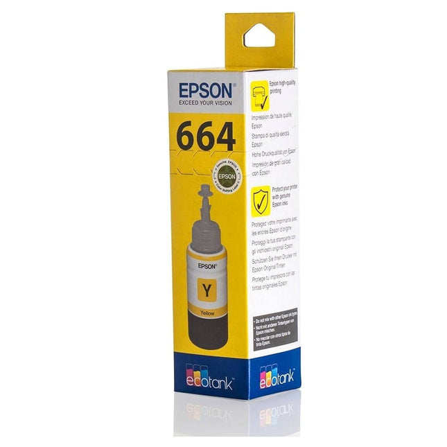INK CART EPSON T6644 Yellow for L100, L110, L120, L1300, L1455, L200, L210, L220, L300, L3050, L3060, L3070, L310, L355, L365, L382, L386, L455, L486, L550, L565, L605, L655 - 70ml - C13T66444A - Brainy