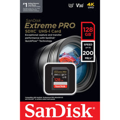 SanDisk Extreme PRO 128GB SDXC UHS - I Card 200 MB/s - Brainy