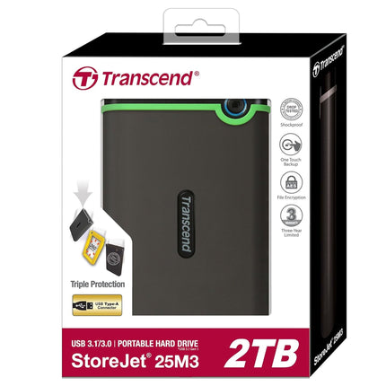 Transcend External HDD 2TB - Iron Grey - TS2TSJ25M3S - Brainy