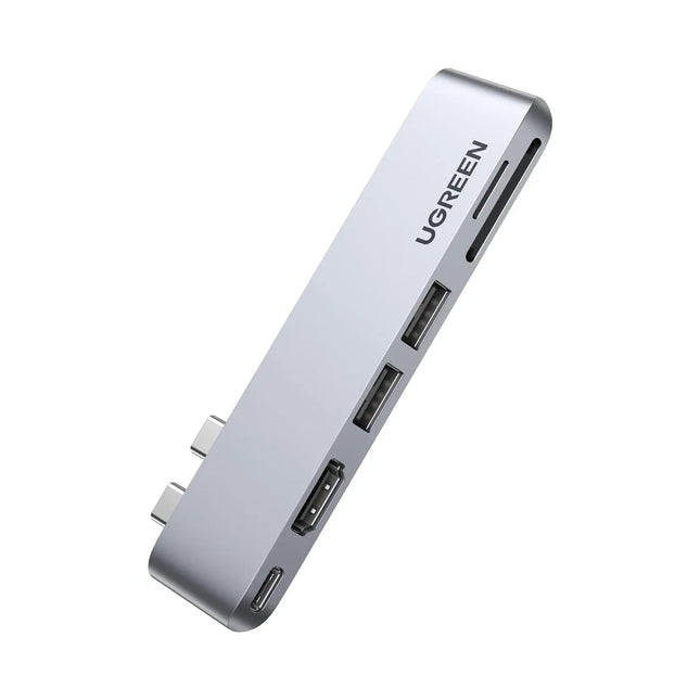 Ugreen 6 - in - 2 USB - C Multifunction Adapter - CM380 Dual USB - C to Thunderbolt 3 + 4K HDMI + USB 3.0 (2 Ports) + SD & TF Card Reader - Brainy