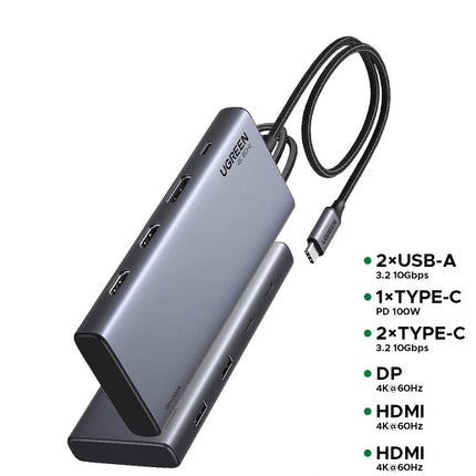 UGREEN CM639 8 in 1 USB Type C docking station with 2 USB 3.2 Gen 2 ports, 2 USB Type C ports and 100W PD charging