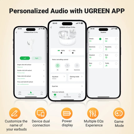 UGREEN WS206 HiTune T3 Pro Bluetooth earbuds with Active Noise Cancellation for immersive audio