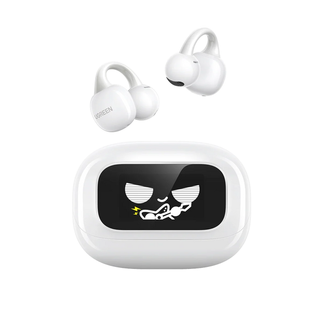 UGREEN WS208 ClipBuds Magic True Wireless Earbuds White with smart touchscreen charging case and long battery life
