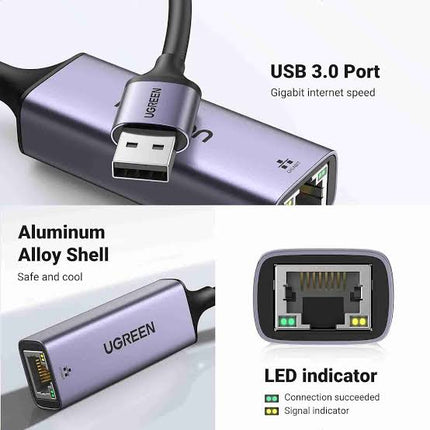 UGREEN CM209 USB Wired Network Adapter delivering stable 10/100/1000Mbps Ethernet performance