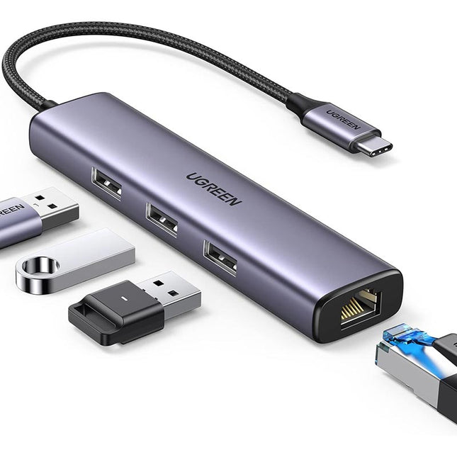 UGREEN CM475 USB Type-C to Multifunction 4-in-1 Hub with 3 USB 3.0 ports and Gigabit Ethernet RJ45 LAN adapter