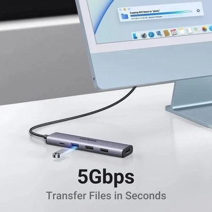 UGREEN CM478 USB-C 5-in-1 Hub featuring 4K HDMI, USB 3.0, 2 USB 2.0 ports and USB-C Power Delivery