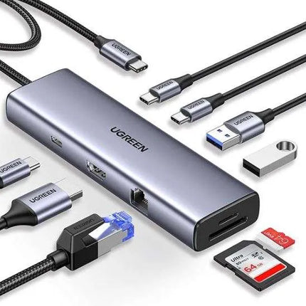 UGREEN CM498 USB Type-C to Multifunction 9-in-1 Docking Station with 4K HDMI, VGA, Gigabit Ethernet, USB 3.0, SD and TF card reader