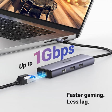 UGREEN CM512 USB-C 6-in-1 Docking Station featuring USB 3.0 ports, 4K HDMI, RJ45 Gigabit Ethernet and USB-C Power Delivery
