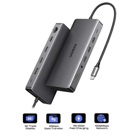 UGREEN CM681 13-in-1 USB-C Dock with SD and TF Card Reader, USB 3.2, USB 3.0, HDMI and DisplayPort