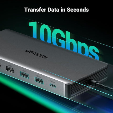 UGREEN CM681 USB-C 13-in-1 Docking Station featuring Dual HDMI, DisplayPort, USB 3.2, USB 3.0 and Gigabit Ethernet