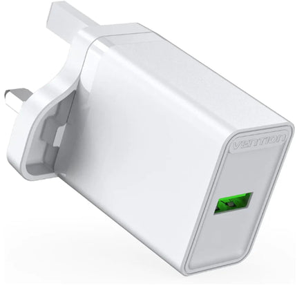 Vention 1 - Port USB Wall Charger (12W) UK - Plug White - Brainy