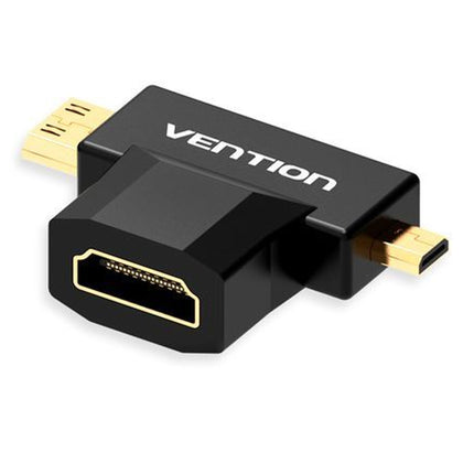 Vention 2 in 1 Mini HDMI and Micro HDMI Male to HDMI Female Adapter Black - Brainy