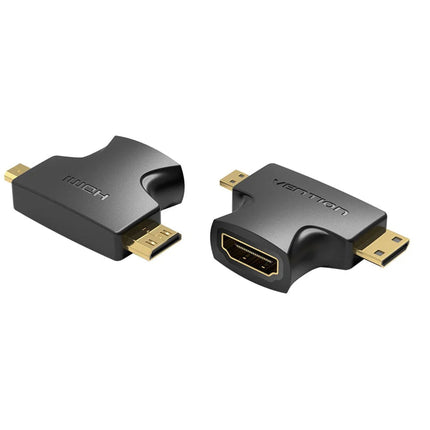 Vention 2 in 1 Mini HDMI and Micro HDMI Male to HDMI Female Adapter Black - Brainy