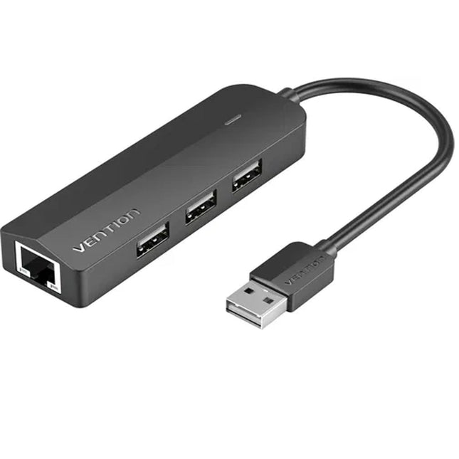 Vention 3 PORTS USB 2.0 HUB 0.15M with LAN Black - Brainy