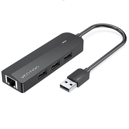 Vention 3 PORTS USB 3.0 HUB 0.15M with LAN Black - Brainy