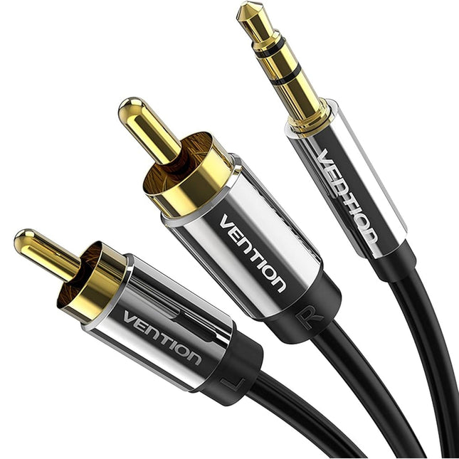 Vention 3.5MM Male to 2 - Male RCA Adapter Cable 1.5M Black - Brainy