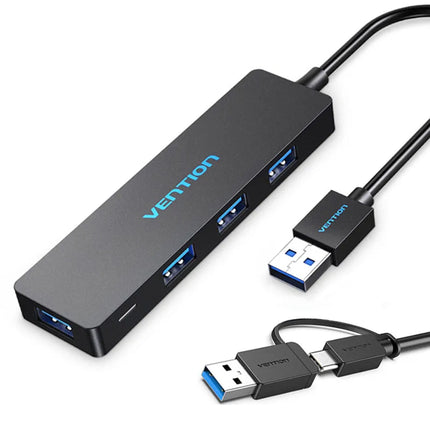 Vention 4 - Port USB 3.0 Hub with Type C & USB 3.0 2 - in - 1 Interface and Power Supply 0.15M ABS Type - Brainy