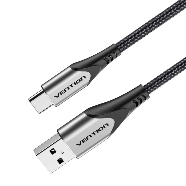 Vention Cotton Braided USB 2.0 A Male to C Male 3A Cable 1M Gray Aluminum Alloy Type - Brainy