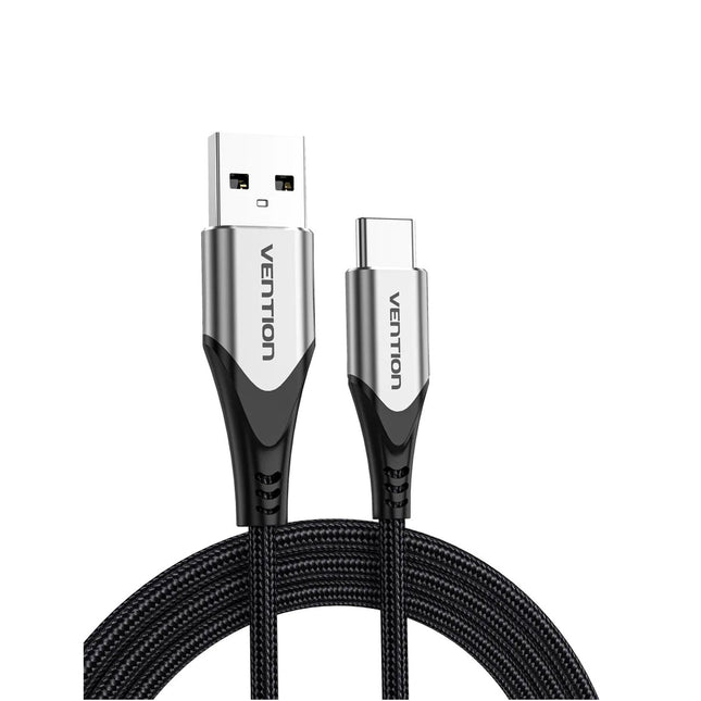 Vention Cotton Braided USB 2.0 A Male to C Male 3A Cable 2M Black - Brainy