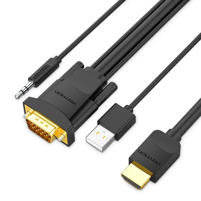 Vention HDMI to VGA Cable with Audio Output USB Power Supply 1.5M - Brainy