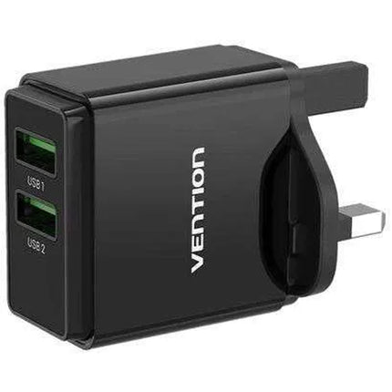 Vention Two - Port USB (A+C) Wall Charger (18W/20W) UK - Plug Black - Brainy