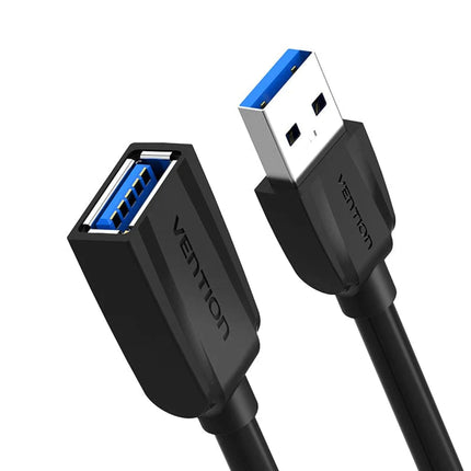 Vention USB 3.0 A Male to A Female Extension Cable 1.5M Black PVC Type - Brainy