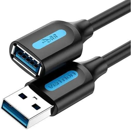 Vention USB 3.0 A Male to A Female Extension Cable 1.5M Black PVC Type - Brainy