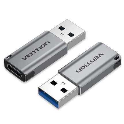 Vention USB 3.0 Male to USB - C Female Adapter Gray Aluminum Alloy Type - Brainy