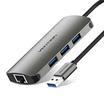 Vention USB 3.0 to USB3.0 (3 PORTS) + Gigabit Ethernet Aluminum Alloy Docking Station - Brainy