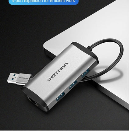 Vention USB 3.0 to USB3.0 (3 PORTS) + Gigabit Ethernet Aluminum Alloy Docking Station - Brainy