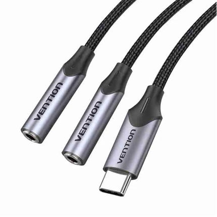 Vention USB - C Male to TRS Audio Mic Jack 0.3M Gray Aluminum Alloy Type - Brainy