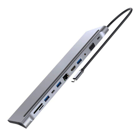 Vention USB - C MULTI - FUNCTIONAL 12 in 1 DOCKING STATION - Type - C to DP/HDMI/VGA/USB - C Gen 1/USB 3.0x2/USB 2.0/RJ45/SD/TF/TRRS 3.5mm/PD - Brainy